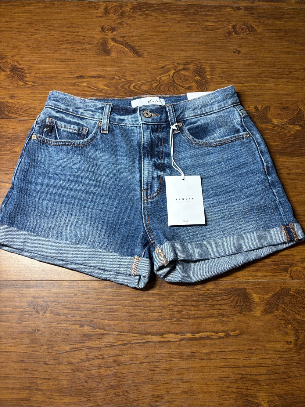 KanCan Medium Blue Cuffed Denim Shorts